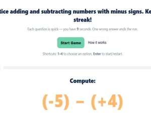 Maths Quiz with Negative Numbers image