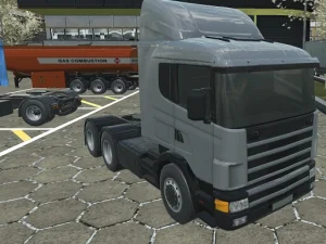 18 wheeler truck driving cargo image